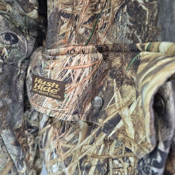 Gamehide Jacket Mens Medium Grassland Hunting Camo Hush Hide Coat Hooded Vtg - Picture 9 of 12